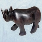Vintage Dark Ebony Wood Hand Carved African Rhino Rhinoceros Figure 7   