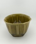 Vintage Usa Pottery Planter 489 Scalloped Edge Ribbed 7 In Green