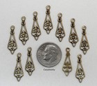  3415 Antiqued Brass Open Filigree Teardrop W top Hang Ring - 12 Pcs