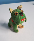 Vintage Dakin Dream Pets Japan Green Bull Dog Hard Plush Stuffed Animal