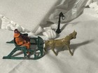 Lot Vtg 1940s Barclay Lead Figures Rare  One Horse Open Sleigh  Figures Ski Sled