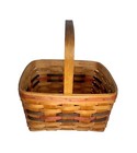 Longaberger Large Handwoven Brown Basket Signed 1988 Red Green Trim With Handle