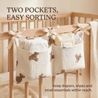 2 Pockets Crib Hanging Organizer Nursery Storage Bag Diapers Wipes Bottles White