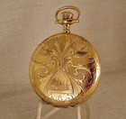 Antique Waltham  17j 14k Gold Filled Hunter Case Fancy Dial 16s Pocket Watch