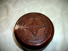Vintage Mexico Tooled Leather Box Cordovan Cylinder Trinket Dresser 1960s