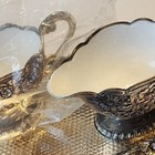 Stunning Japanese Himark Silver Plated White Enamel Sugar And Creamer Set