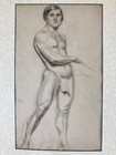 Early 20th Century Academic Graphite Drawing Male Nude Figure Drawing