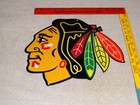 Vintage Chicago Blackhawks Die-cut Indian Chief 12  Enamel Metal Hockey Gas Sign