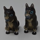 Vintage Chinese Cloisonn   Enamel Dog   Wolf Figurines Set Of 2 