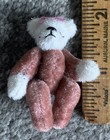 Ooak Miniature 2    Dollhouse Tiny Jtd  Pink   White Bent Knee Bear So Cute