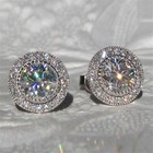 2 Ct Round Cut Simulated Diamond Women s Stud Earrings 14k White Gold Plated