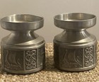 Mcm Vintage Selandia Pewter Candlestick Holders Set Of 2 Made In Norway