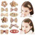 Girl Hair Clips Brown Flower Fabric Snap Hair Clips Fully Lined Alligator Cli   