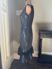 Gatsby Inspired Black Metallic Feather Hem Cocktail Dress Art Deco Party Size 36