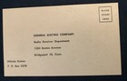 Vintage Ge Radio Warranty Registration Card- Unused