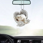 White Poodle Dog Sleeping Angel Ornament  Dog Angel Wings Christmas Ornament