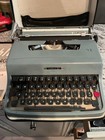 Vintage 1970s Teal Green Olivetti Lettera 32 Typewriter W  Case - Made In Spain