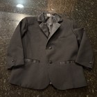 Boys Kids Children Formal Dress Black Suit Tuxedo With Satin Trim  Toddler 6t 