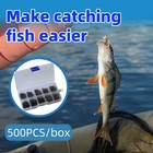 500 Pcs Fish Hooks 10 Sizes Fishing Black Silver Sharpened With Box Quality Kit