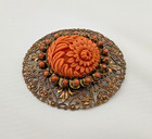 Vintage Rare Signed Paristyl  Faux Coral Filagree 1930 s Dress Clip