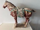 Chinese Carved Wood Tang Style Horse Statue Polychrome Painted 29  Large Vintage