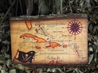 Caribbean Pirate Map Wood Sign - Decorative Wooden Map On Natural Edge Wood