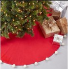 48  Faux Shearling With Pom Pom Trim Christmas Tree Skirt Red - Wondershop