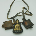 1pc Small Pocket Buddha Cow Leather Rope Tibetan Medicine Buddha Amulet Necklace