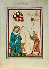 High Quality Old Look Miniature Leaf Painting Illuminated Manuscript Manesse