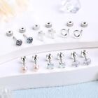 Surgical Stainless Steel Hypoallergenic Flat Back Stud Earrings For Women Men Cz