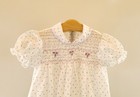 Vintage Smocked Embroidered White lavender Floral Dress 24 Months Baby Girl