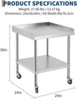 24x24  Stainless Steel Grill Stand Table Commercial Kitchen Food Table W  Wheels