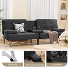 Modern Linen Upholstered Convertible Folding Futon Sofa Bed Removeable Arm Rest