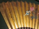 Large Vintage Asian  Folding Wall Fan     Hand Painted Oriental Decor 40  X 54 