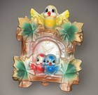 Vintage Cuckoo Clock Ceramic Wall Pocket   Planter Love Birds Japan 5 5  X 4 5 