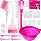 21 Pcs Pink Hair Dye Kit Professional Salon Tools With Bowl   Hair Dye Brush Hai
