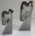 Vintage Don Drumm Laser Cut 3d Metal Angel Set  2  Brushed Aluminum Mint