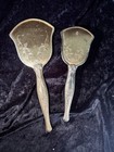 Vintage Brass Style Hand Mirror brush Flower Floral Dresser Vanity Set Victorian