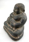 Vintage Antique Seated Laughing Jolly Bronze Buddha Sculptur