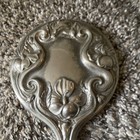 Vintage Ornate Floral Handheld Vanity Hand Mirror  Silver Very Heavy