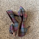 1950s Stuart Weitzm Purple And Blue Plaid Woman s Pumps 