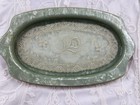 Victorian Pearl Green Bakelite Or Celluloid 7 Piece Dresser Vanity Set Lace Tray