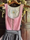 Austrian Dirndl Dress  Sz 32 2  Pink   Black  Folk Art Floral  Wenger  Oktoberfe