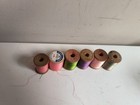 Lot Of 6 Sewing Thread On Vintage Wood Spools Coats   Clark s Corticelli Silk
