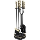 Wrought Iron Fireplace Tool Set W  Stand Brush Shovel Tongs Poker Fire Pit 5 Pcs