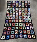 Vintage Granny Square  roseanne  Hand Crocheted Afghan Throw Blanket 41   x71   