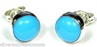Handmade 8mm Round Sleeping Beauty Turquoise 925 Sterling Silver Stud Earrings