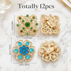 Women Brooches Flower Vintage Rhinestone Pins 12 Pack For Crafts Wedding Bouquet