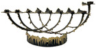 Vntg Jewish Hanukkah Menorah Metal Art Judaica Judaism Hebrew Jerusalem Israel