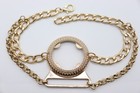 Women 2pcs Gold Metal Boot Chain Bracelet Geometric Charm Shoe Anklet